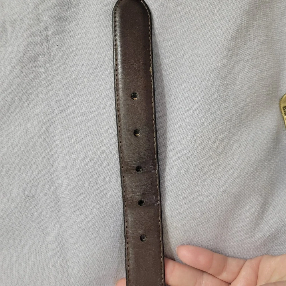 L.L. Bean Mens Brown Leather Belt Solid Brass‎ Buckle Size 36 Made in USA